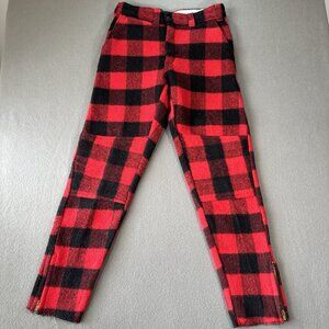 VTG Big Bill Hunting Pants Red Tartan Check Thick Wool Blend 60’s Size 30 Tweed